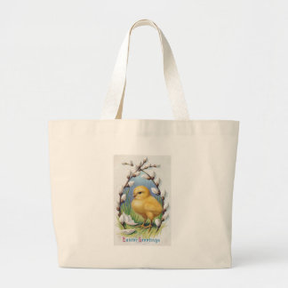 Easter Greetings Yellow Chick Large Tote Bag