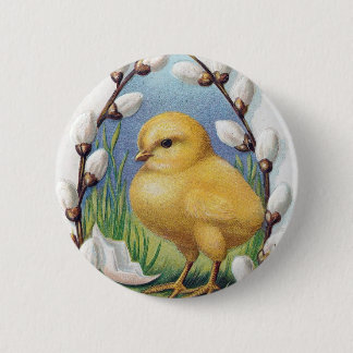 Easter Greetings Yellow Chick Pinback Button