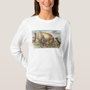 Easter GreetingsRabbits by a Decorated Egg T-Shirt
