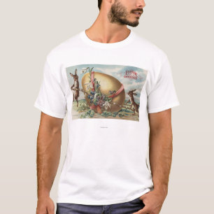 Easter GreetingsRabbits by a Decorated Egg T-Shirt
