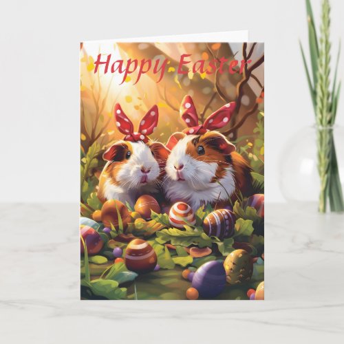 Easter Guinea Pigs Bunnies Easter Card