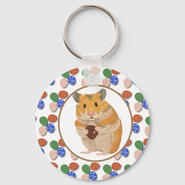 Easter Hamster with Chocolate Eggs  Keychain (Front)