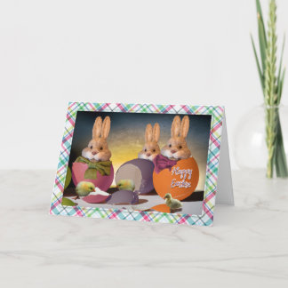 Easter - "Happy Easter" - Bunnies & Chics Holiday Card