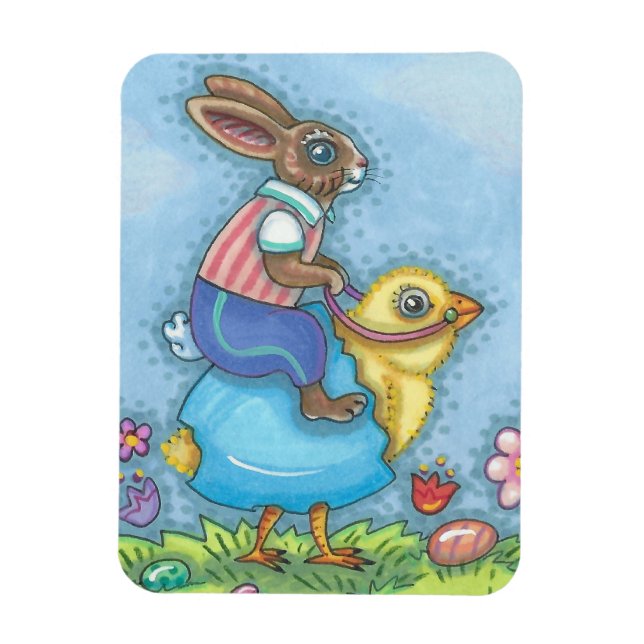 Easter Hare And Chick EASTER BUNNY MAGNET Holiday (Vertical)