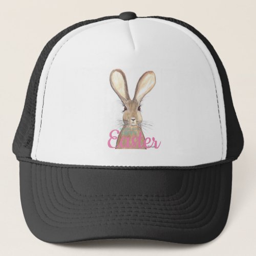 Easter hare watercolor bunny rabbit animal Brown Trucker Hat