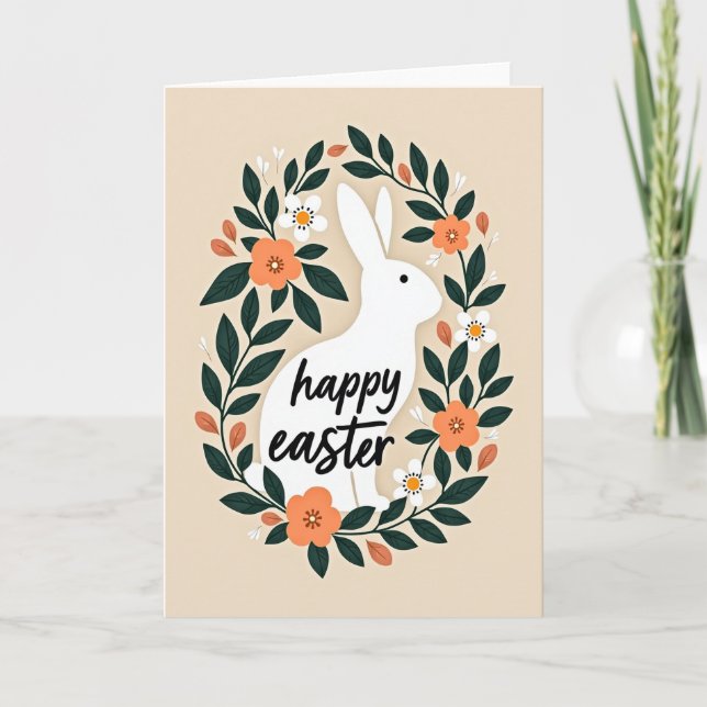 Easter Hare Wreath Art Card (Front)