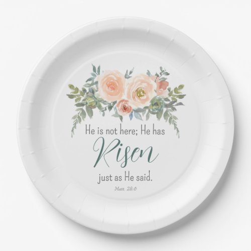 Easter He has Risen Scripture Watercolor Paper Plates