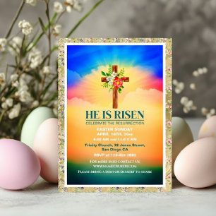 Easter He Is Risen CHURCH SERVICES Customized Holiday Postcard