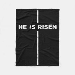 Easter He Is Risen Cross Jesus Religious Men Women Fleece Blanket