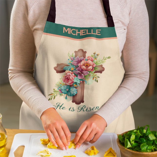 Easter “He is Risen” Floral Cross Apron (Creator Uploaded)