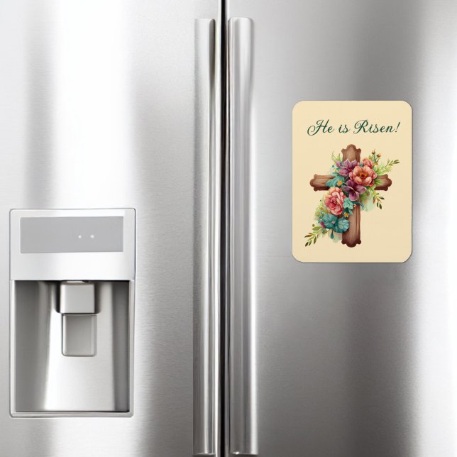 Easter “He is Risen” Floral Cross Magnet (Creator Uploaded)