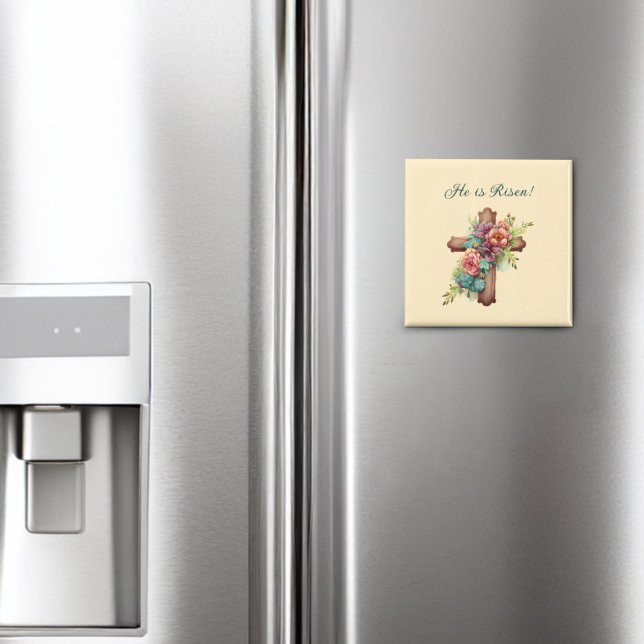 Easter “He is Risen” Floral Cross  Magnet (Creator Uploaded)