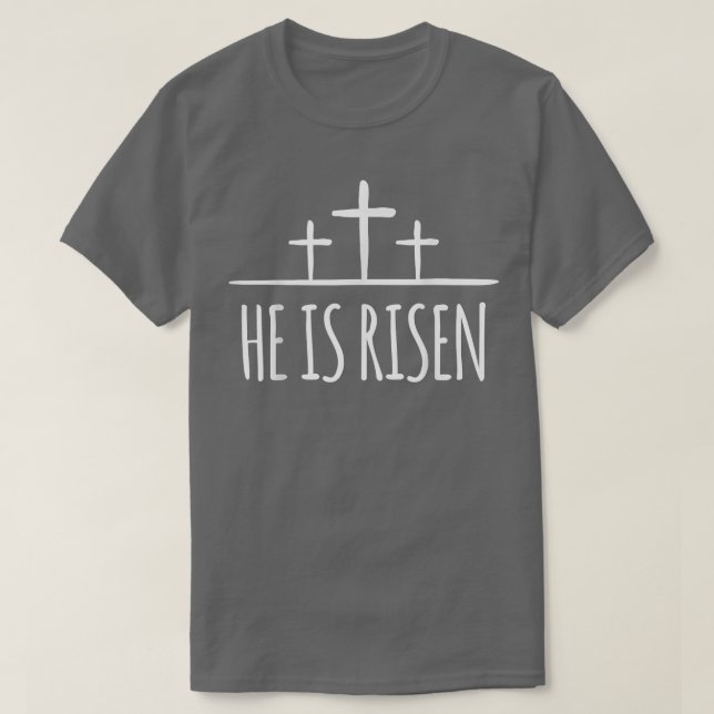 Easter He Is Risen  For Christians Gift Matthew 28 T-Shirt (Design Front)
