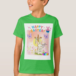 Easter He Is Risen Kids T-Shirt Faith Hope Love