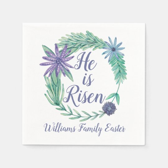 Easter He Is Risen Religious Easter Floral Custom Napkins