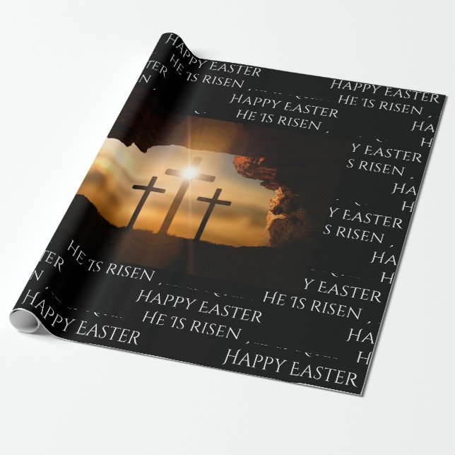 Easter He is Risen _three crosses Wrapping Paper (Unrolled)