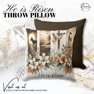 Easter "He is Risen" Throw Pillow