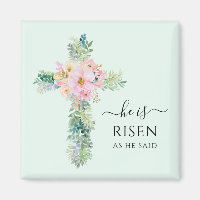 Easter He is Risen Watercolor Cross Magnet