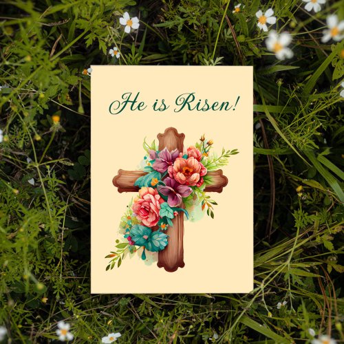 Easter He is Risen with customizable interior Holiday Card