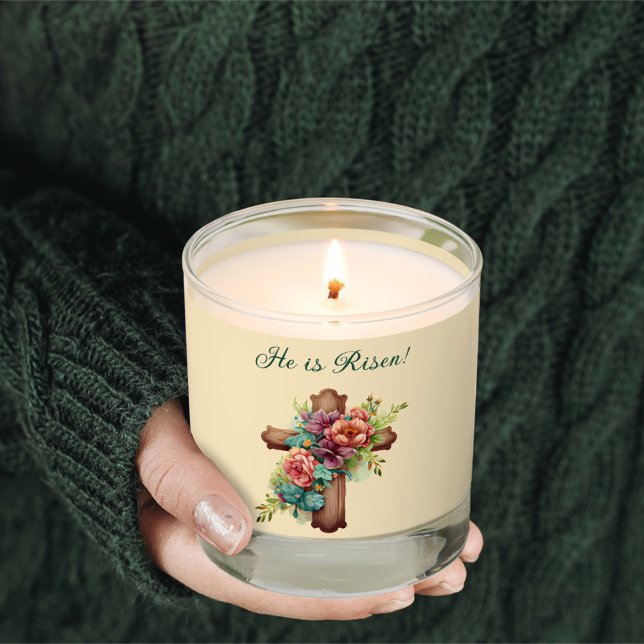 Easter “He is Risen” with customizable interior Scented Candle (Creator Uploaded)