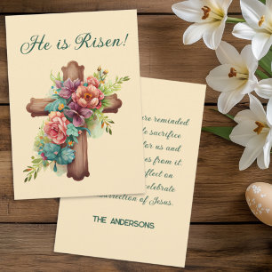 Easter “He is Risen” with customizable text Holiday Card