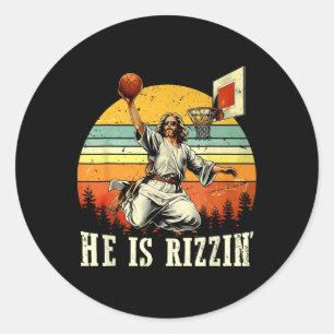 Easter He Is Rizzin Christian Religious Boys Kids Classic Round Sticker