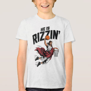 Easter He Is Rizzin Jesus Basketball Christian You Tri-Blend Shirt