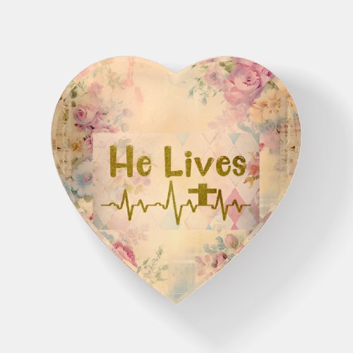 Easter He Lives Vintage Inspired Christian Paperweight