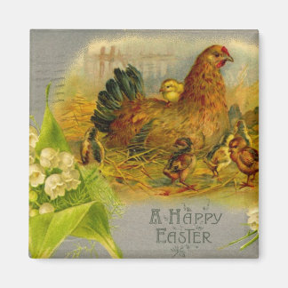 Easter Hen And Chicks Magnet