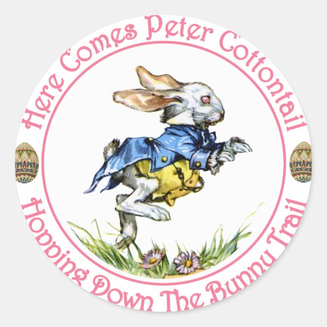 Easter - Here Comes Peter Cottontail Classic Round Sticker (Front)