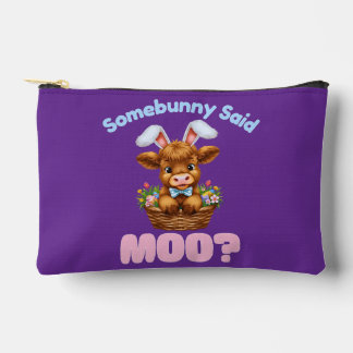 Easter Highland Cow  Accessory Pouch