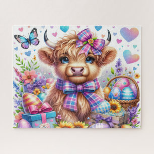 Easter Highland Cow Jigsaw Puzzle