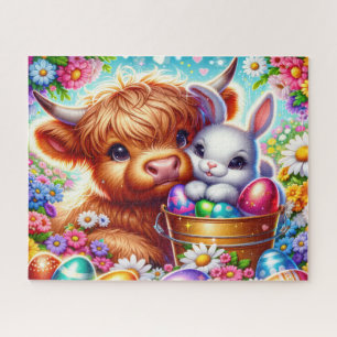 Easter Highland Cow Jigsaw Puzzle