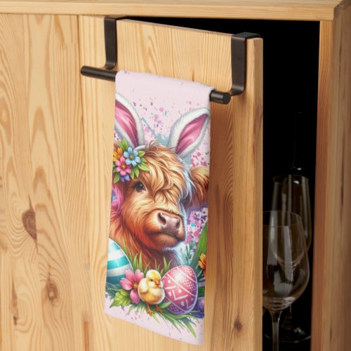 Easter Highland Cow Kitchen Towel
