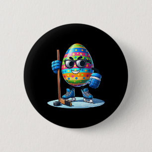 Easter Hockey Lovers Eggs Egg Bunny Rabbits Men Wo Button