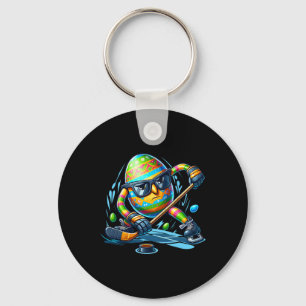 Easter Hockey Player Eggs Egg Bunny Rabbits Men Wo Keychain