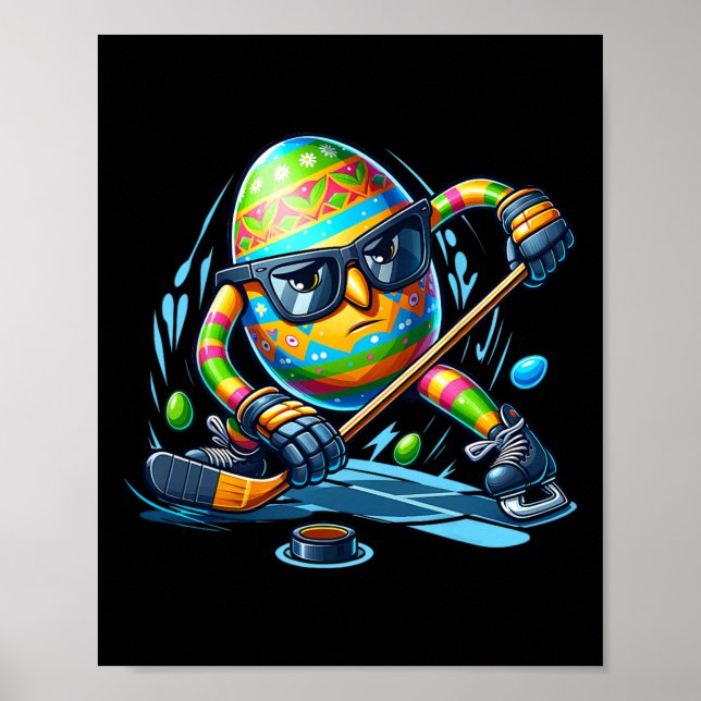 Easter Hockey Player Eggs Egg Bunny Rabbits Men Wo Poster (Front)