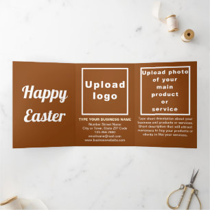 Easter Holiday Business Brown Trifold Holiday Card
