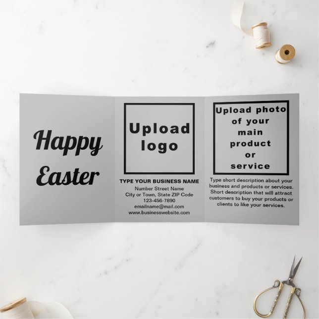 Easter Holiday Business Gray Trifold Holiday Card (Inside)
