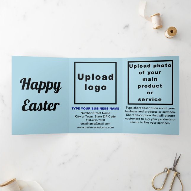 Easter Holiday Business Light Blue Tri-Fold Holiday Card (Inside)