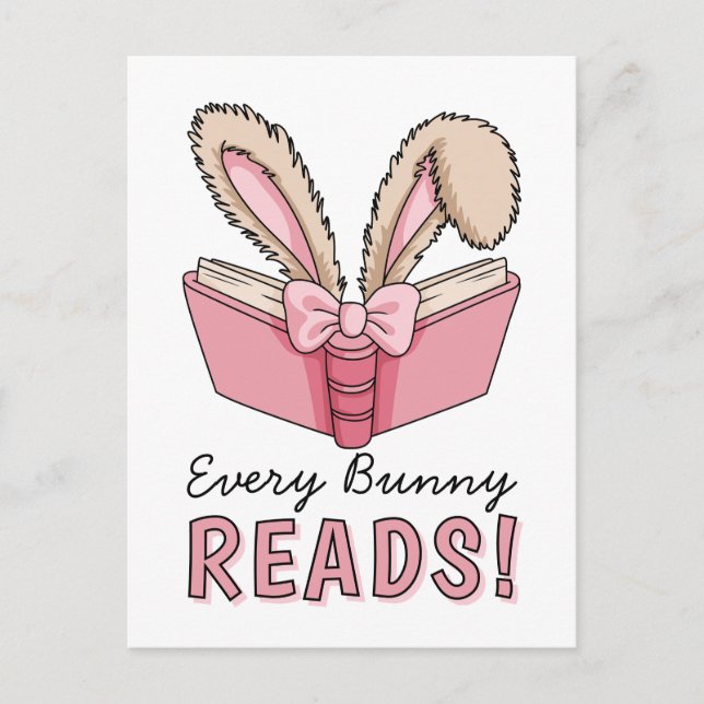 Easter Holiday Cute Reading Bunny Book Lover Postcard (Front)