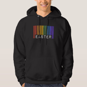 Easter Holiday Gay Pride Flag Barcode Queer Rainbo Hoodie
