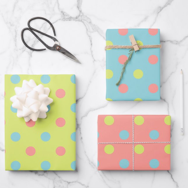Easter Holiday Polka Dot Pattern Collection Wrapping Paper Sheets (Front)