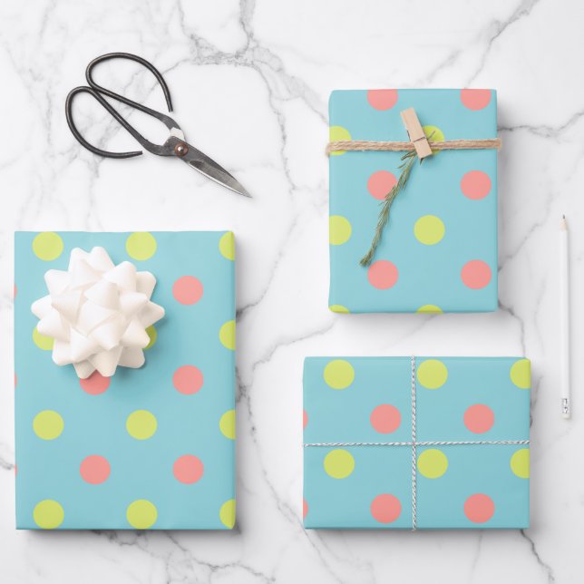 Easter Holiday Polka Dot Pattern Wrapping Paper Sheets (Front)