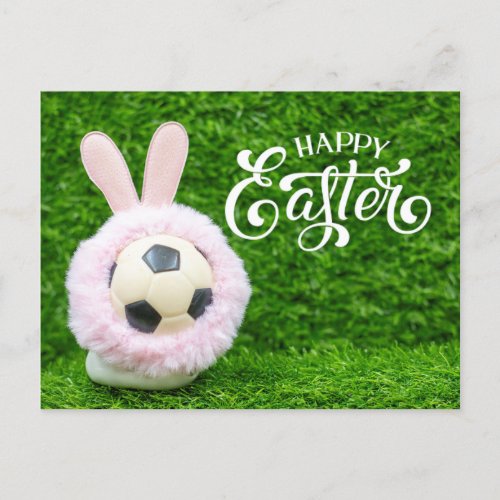 Easter Holiday with Soccer ball Easter Bunny  Postcard