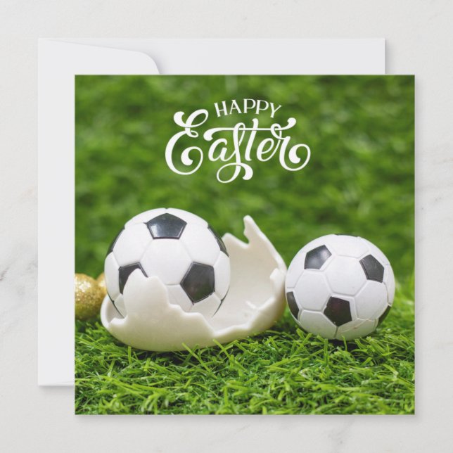 Easter Holiday with Soccer ball Easter eggs green  (Front)