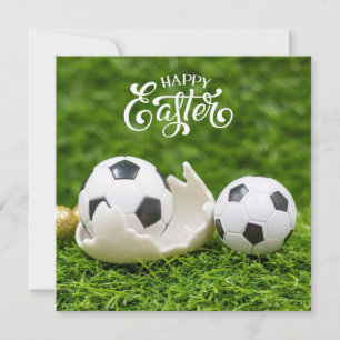 Easter Holiday with Soccer ball Easter eggs green 
