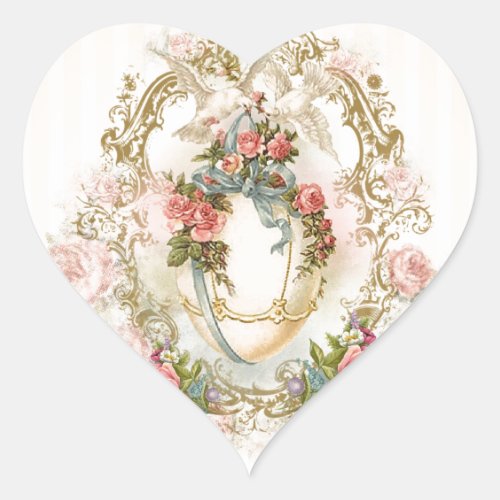 easter holidays egg flowers rose romantic heart sticker