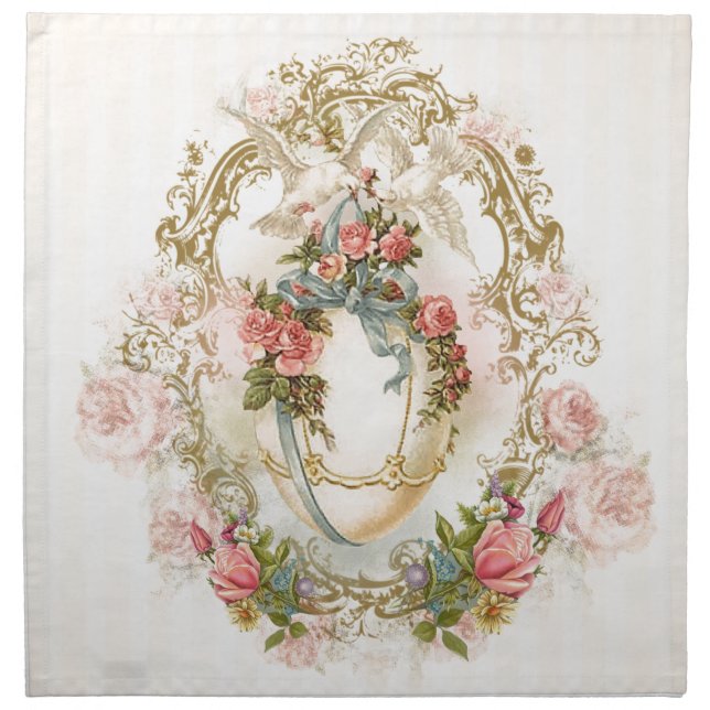 easter, holidays, egg, roses, floral, romantic, napkin (Front)