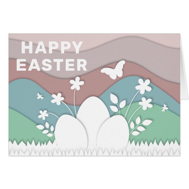 Easter holidays eggs cartoon on grass  cards (Front Horizontal)